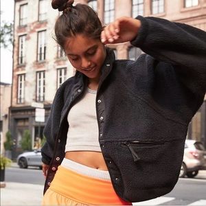 Free People Hit The Slopes Fleece Jacket Black Size Small